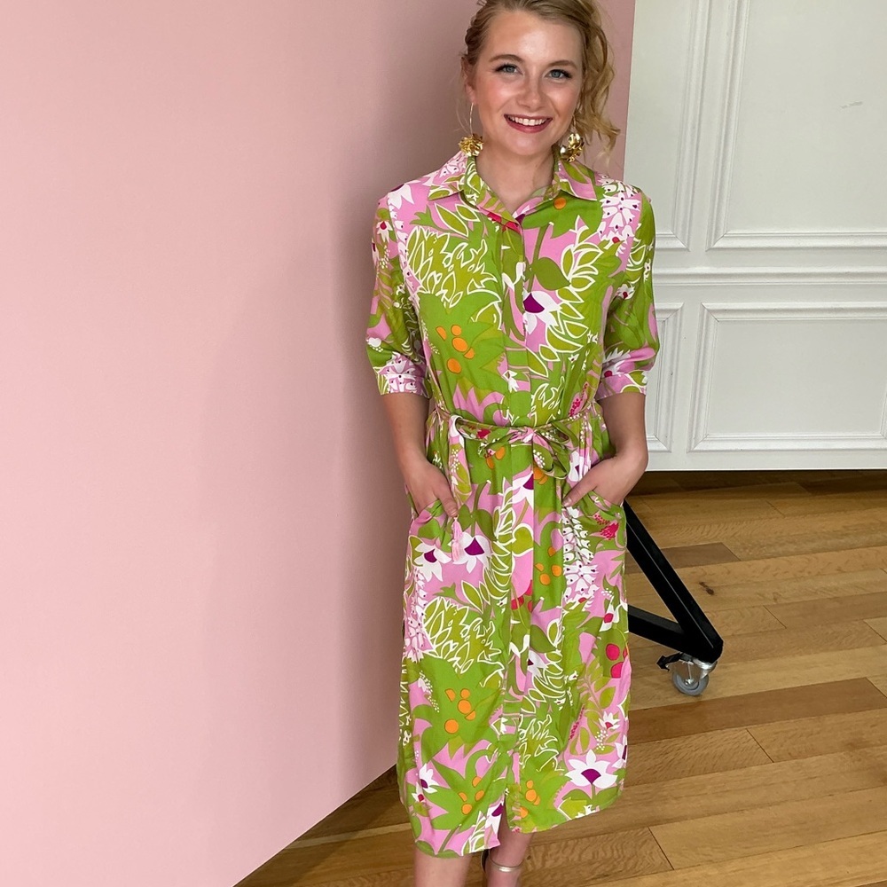 Floral Green and Pink Dress - Picture 3 of 6